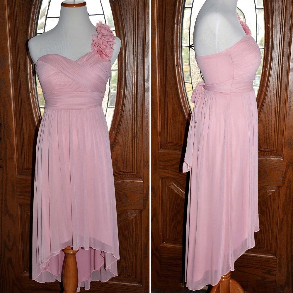 db Studio Pink One Shoulder Asymmetrical Cocktail Party Dress Prom Gown
